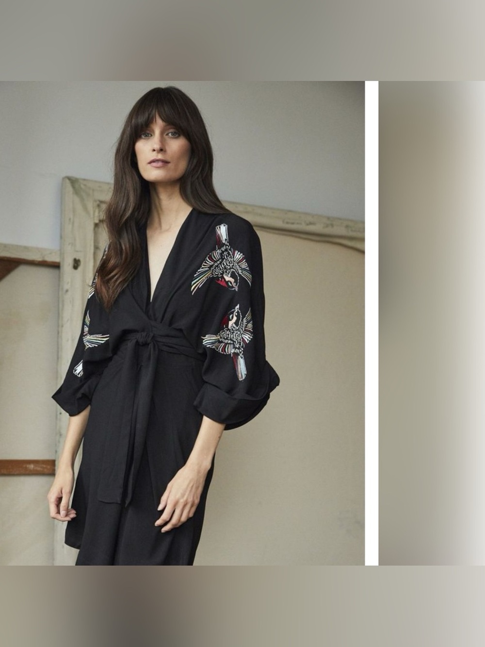 Tallulah & Hope Gloria short Blue Jay multi embroidered kimono wrap dress $367
